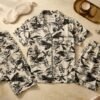 KNS-BT-005-3 Korean Black Botanical Cotton Night Suit Set