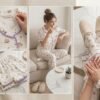KNS-PP-003-2 Korean White Pet Print Cotton Night Suit Set